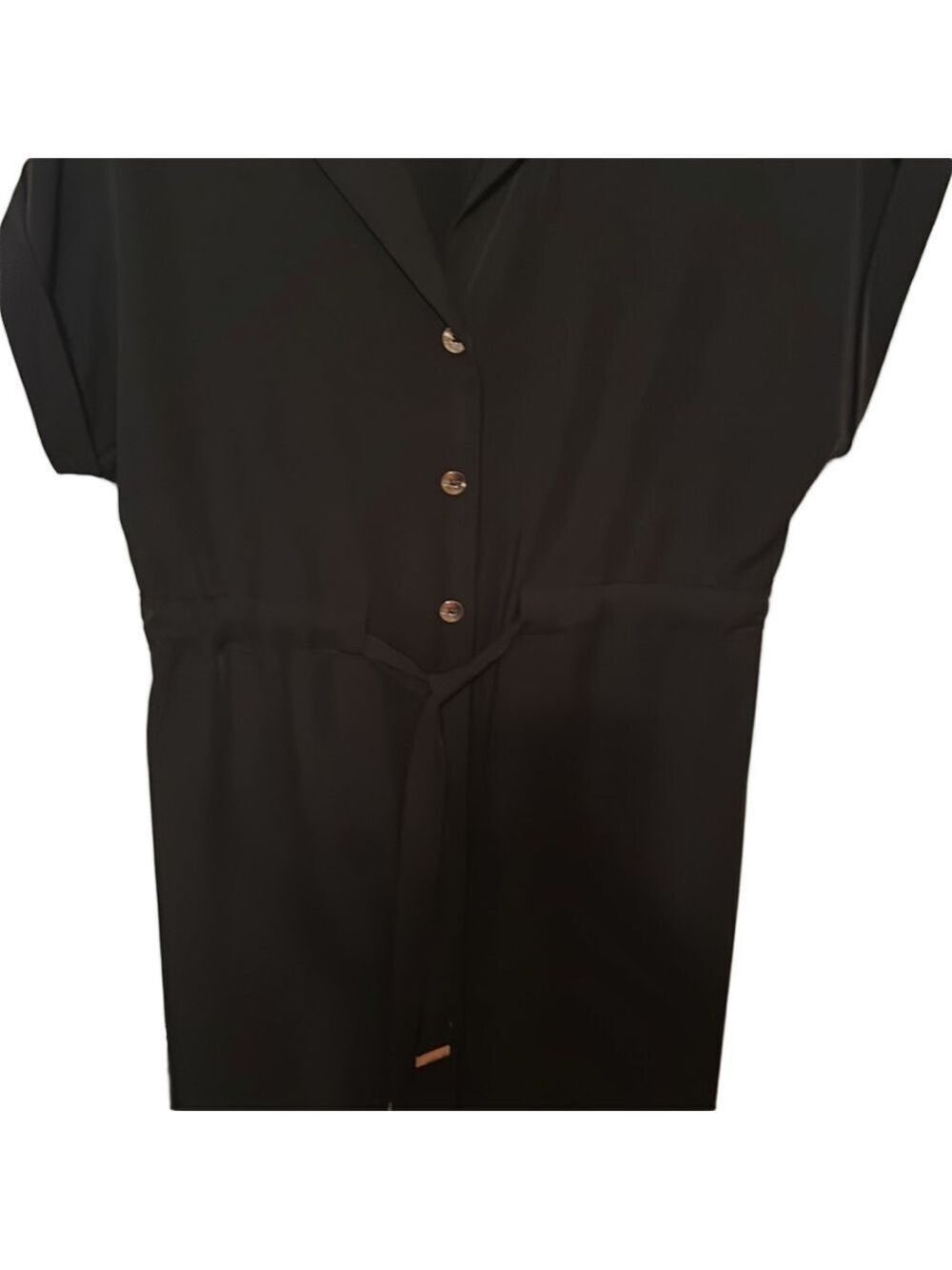 Black Collar Tie Button Down Dress Size 10 - Picture 2 of 6